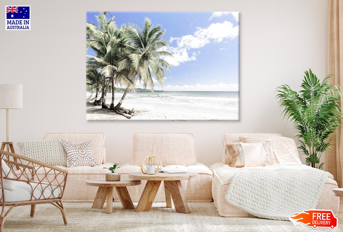 Plam Trees & Sea Cloudy Sky Print 100% Australian Made