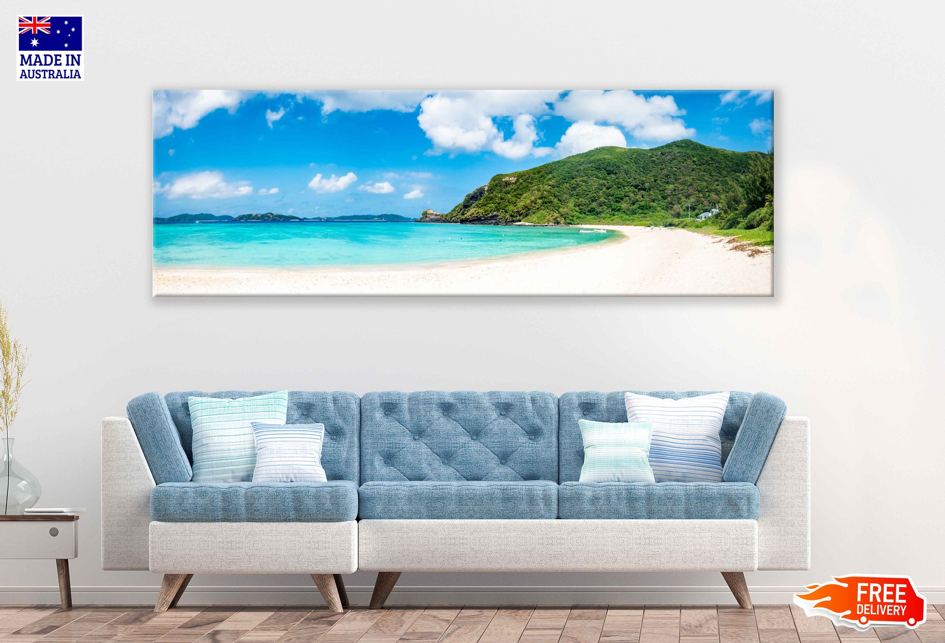 Panoramic Canvas Tokashiku Beach View Photograph High Quality 100% Australian Made Wall Canvas Print Ready to Hang