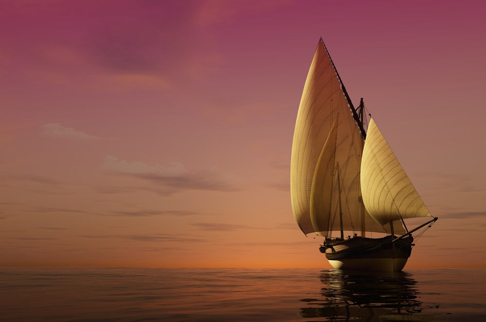 Ship Sailing on Sea at Sunset Home Decor Premium Quality Poster Print Choose Your Sizes