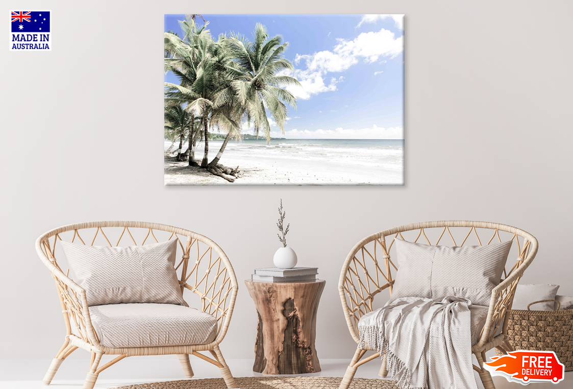Plam Trees & Sea Cloudy Sky Print 100% Australian Made