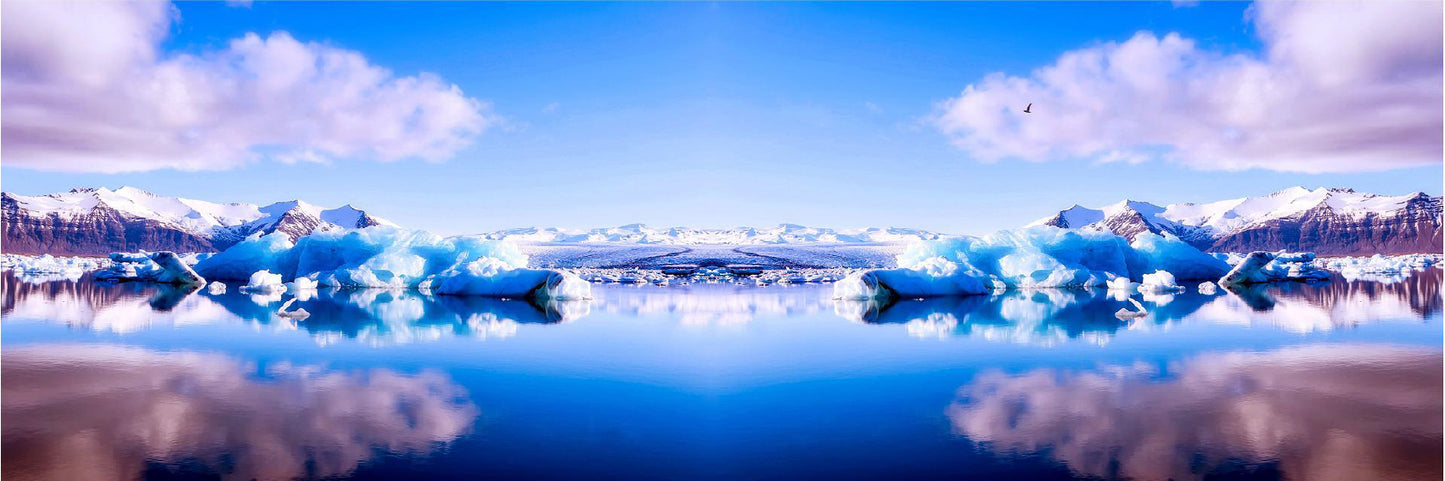 Panoramic Canvas Snow Field & Lake View Photograph High Quality 100% Australian Made Wall Canvas Print Ready to Hang