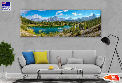 Panoramic Canvas Lake & Forest Sky Scenery Photograph High Quality 100% Australian Made Wall Canvas Print Ready to Hang
