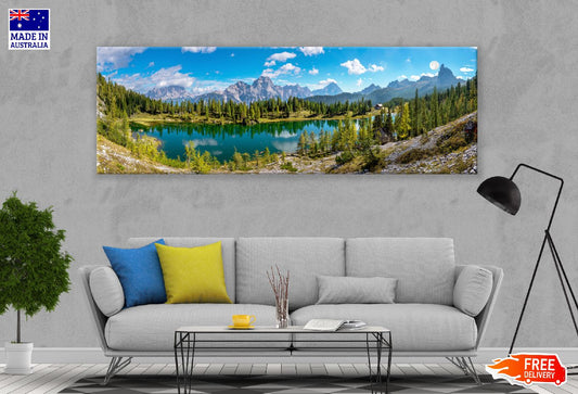 Panoramic Canvas Lake & Forest Sky Scenery Photograph High Quality 100% Australian Made Wall Canvas Print Ready to Hang