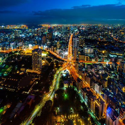 Square Canvas Twilight Sky Photograph in Tokyo Japan High Quality Print 100% Australian Made