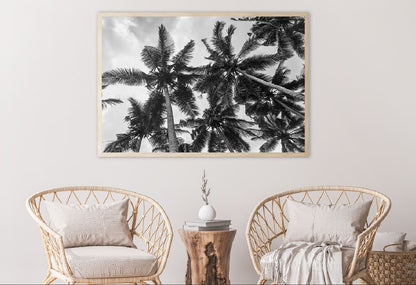 Palm Trees View From Below B&W Photograph Home Decor Premium Quality Poster Print Choose Your Sizes