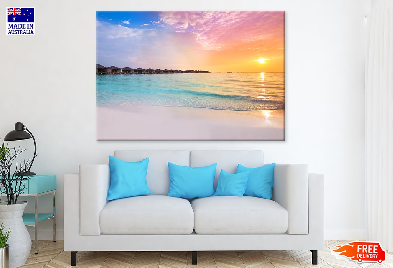 Sunset at Tropical Resort Sea Photograph Print 100% Australian Made