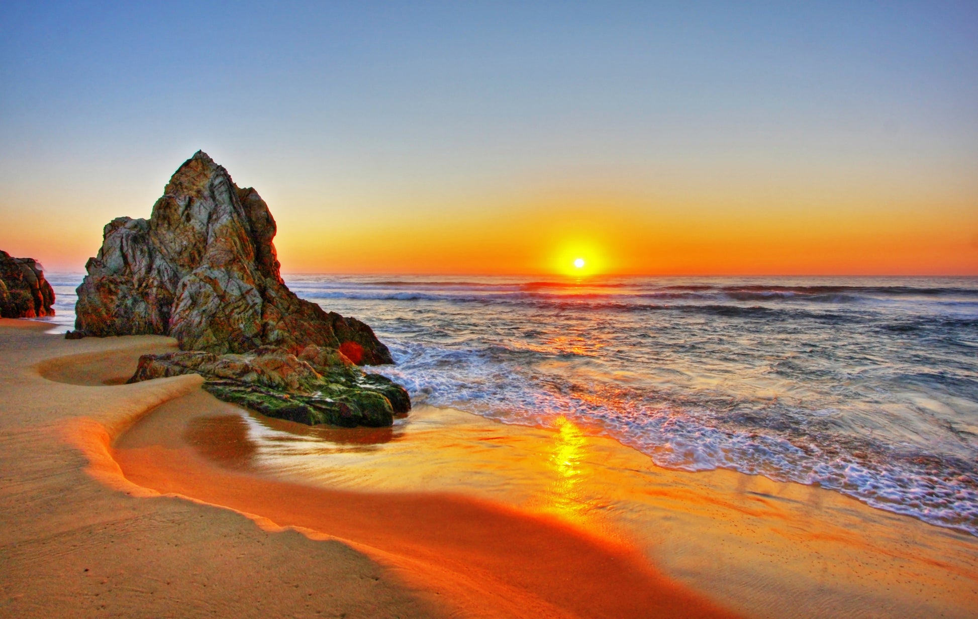 Wallpaper Murals Peel and Stick Removable Beach at Sunset Scenery High Quality