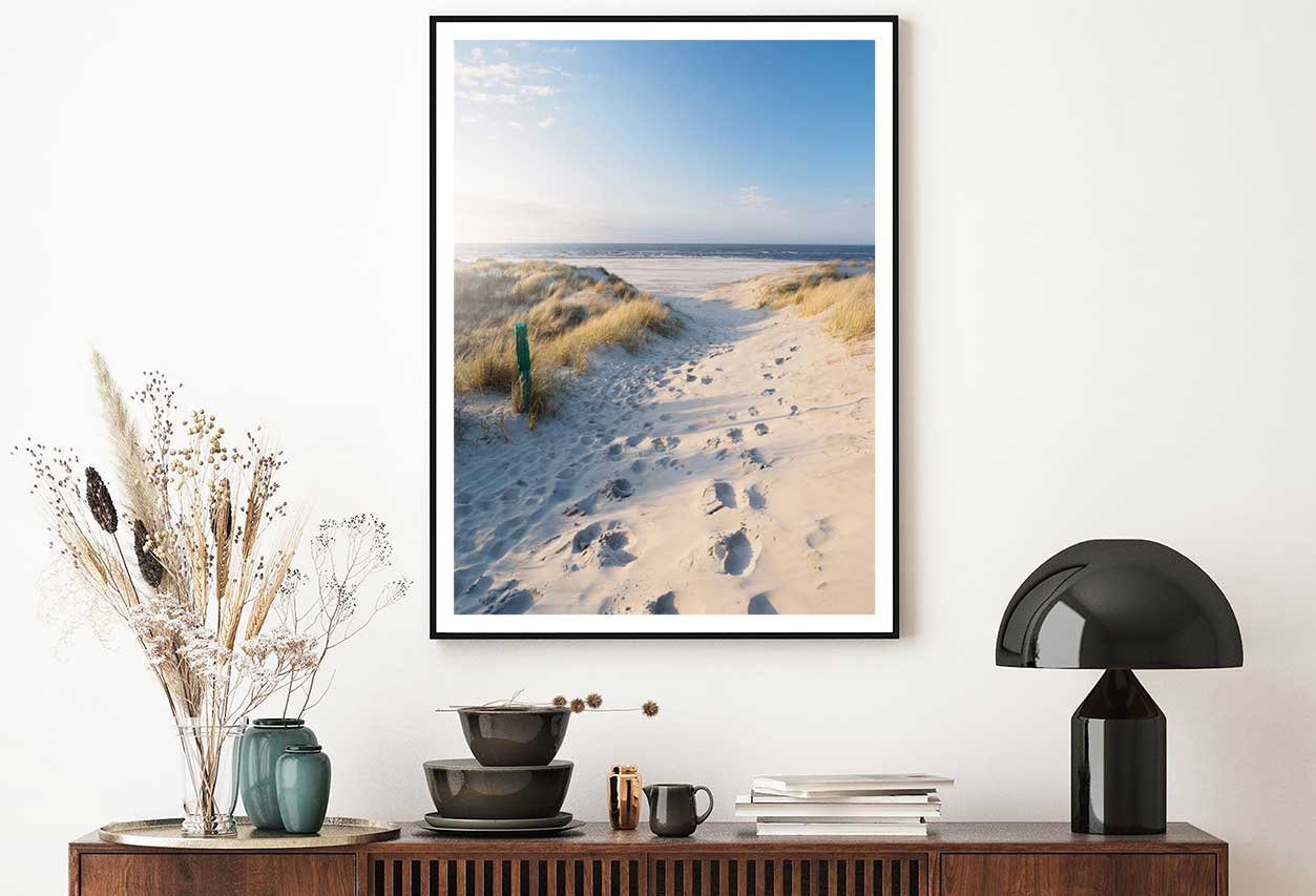 Dunes North Sea with Blue Sky Photograph Home Decor Premium Quality Poster Print Choose Your Sizes