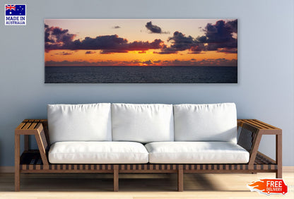 Panoramic Canvas Sunset Sky Sea View Photograph High Quality 100% Australian Made Wall Canvas Print Ready to Hang