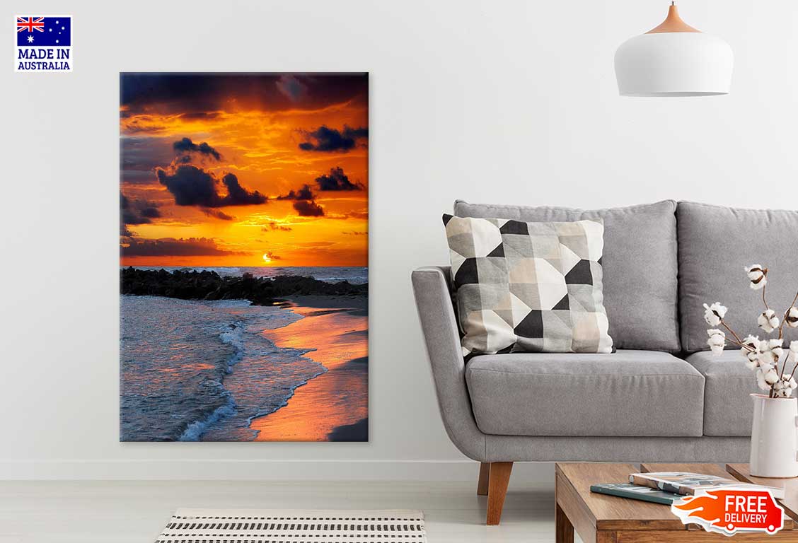 Sunset Sky Scenery in Beach View Photograph Print 100% Australian Made