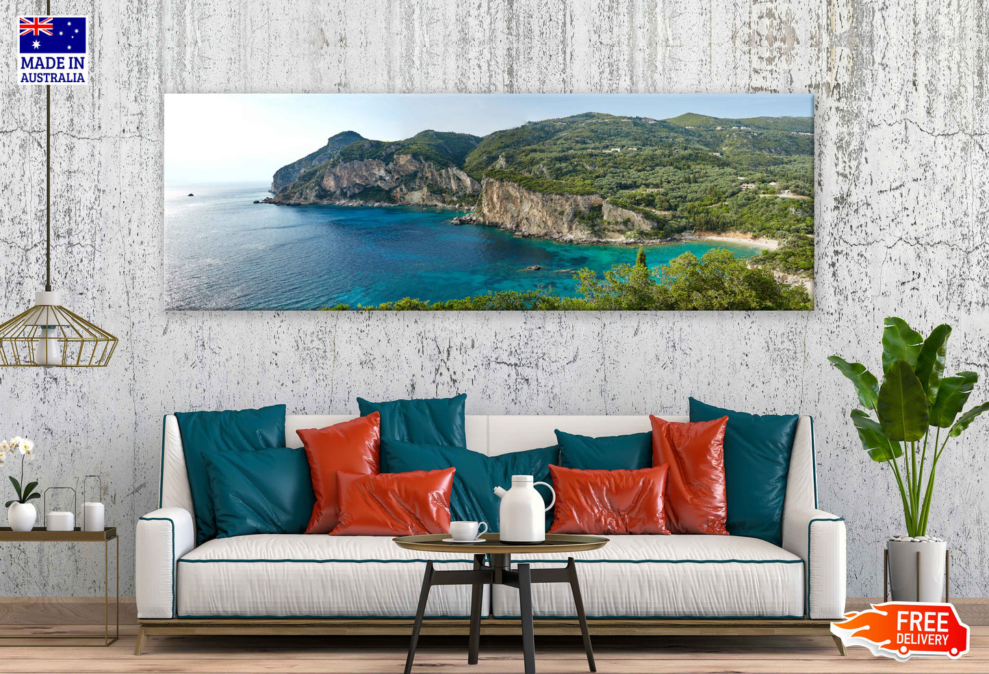 Panoramic Canvas Lagoon Hills Aerial View Photograph High Quality 100% Australian Made Wall Canvas Print Ready to Hang