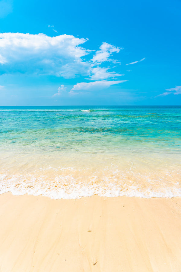 Empty Beach with Cloudy Blue Sky Photograph Home Decor Premium Quality Poster Print Choose Your Sizes