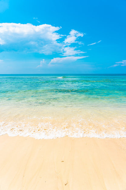 Empty Beach with Cloudy Blue Sky Photograph Home Decor Premium Quality Poster Print Choose Your Sizes