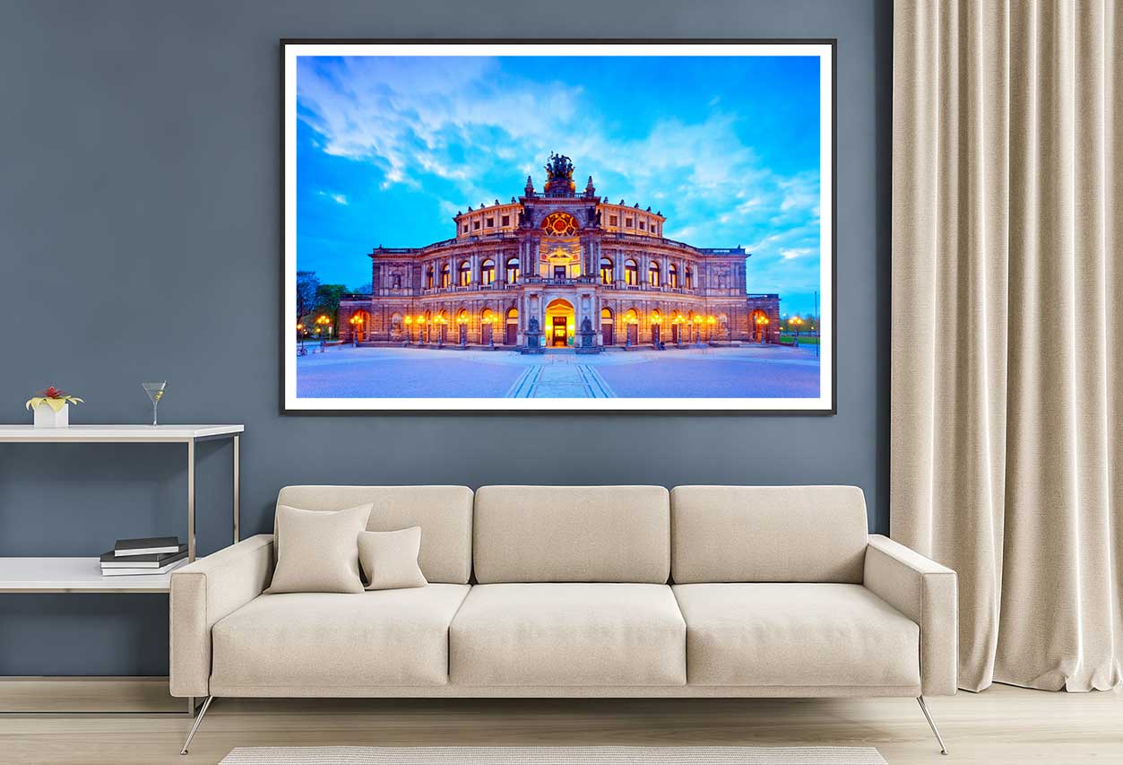 Dresden Semperoper at Twilight Photograph Home Decor Premium Quality Poster Print Choose Your Sizes