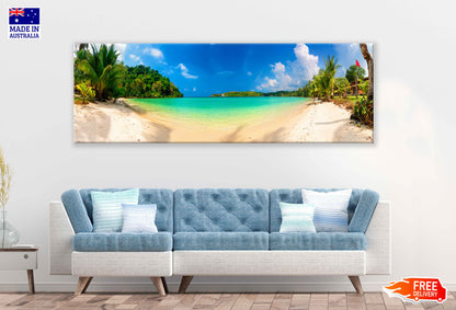 Panoramic Canvas Sandy Paradise Beach View Photographin High Quality 100% Australian Made Wall Canvas Print Ready to Hang