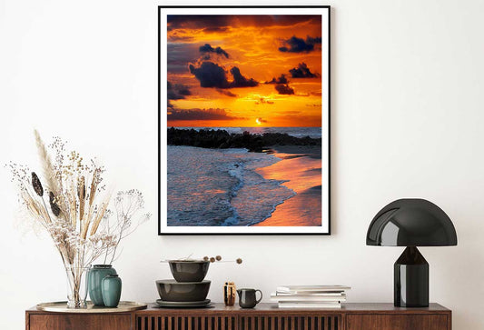 Sunset Sky Scenery in Beach View Photograph Home Decor Premium Quality Poster Print Choose Your Sizes