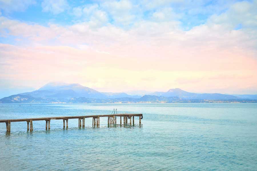 Bella Home Wooden Pier Lake Dramatic Sky Print Canvas Ready to hang