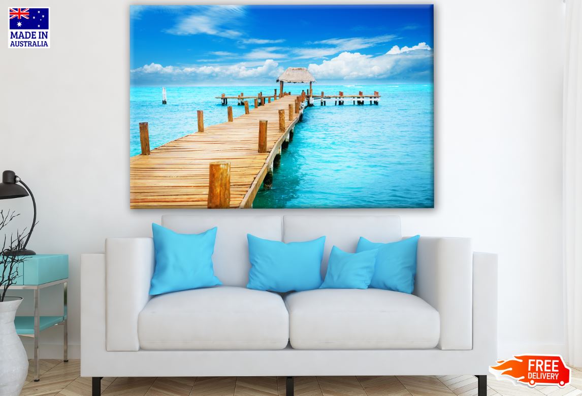 Stunning Wooden Pier Over Beach Photograph Print 100% Australian Made