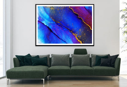 Blue Red & Gold Abstract Design Home Decor Premium Quality Poster Print Choose Your Sizes