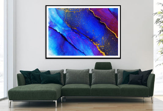 Blue Red & Gold Abstract Design Home Decor Premium Quality Poster Print Choose Your Sizes