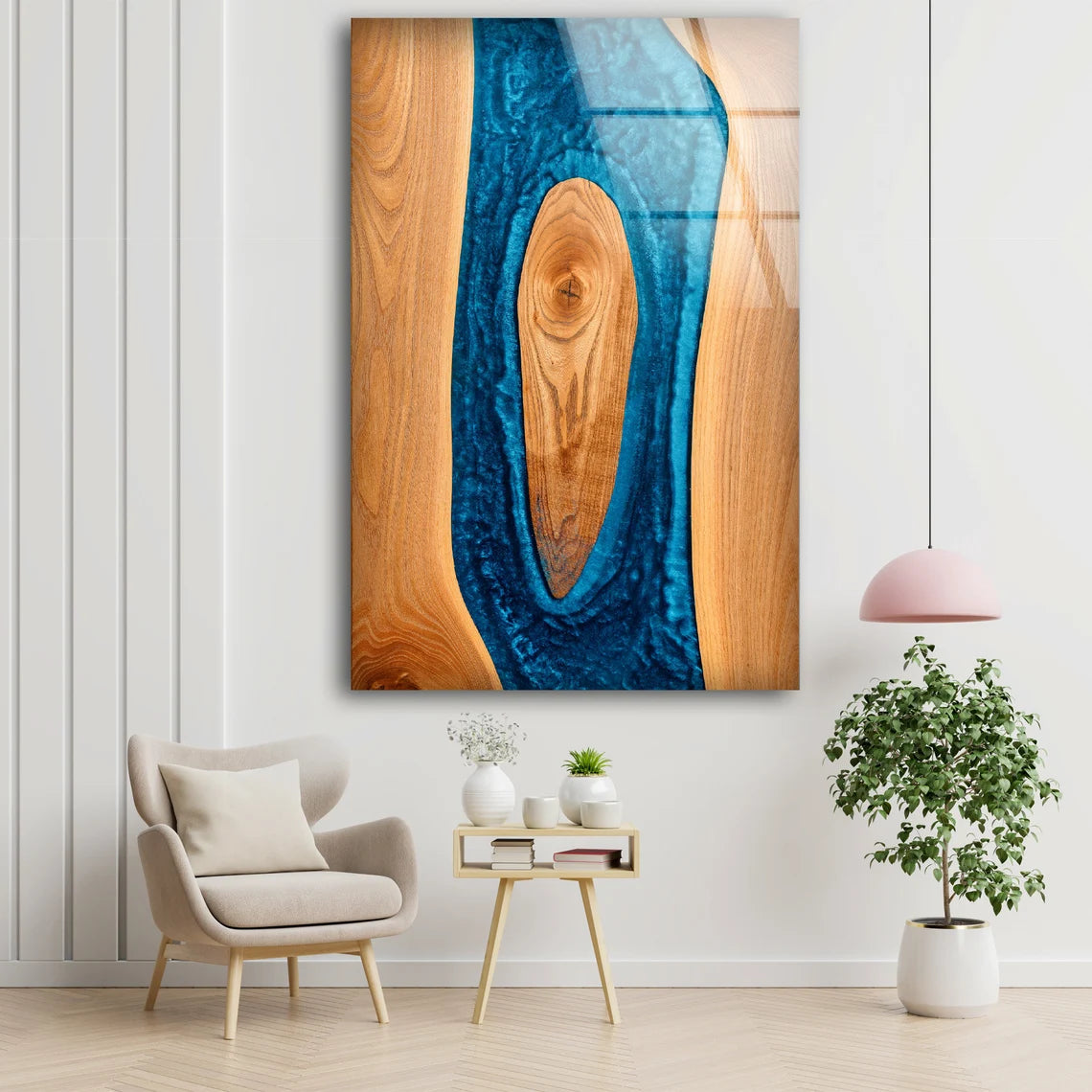 Blue Resing & Wood Design Acrylic Glass Print Tempered Glass Wall Art 100% Made in Australia Ready to Hang