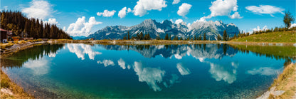 Panoramic Canvas Snow Mountain & Lake Scenery Photograph High Quality 100% Australian Made Wall Canvas Print Ready to Hang