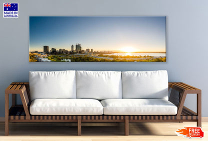 Panoramic Canvas City & Sunset Scenic High Quality 100% Australian Made Wall Canvas Print Ready to Hang