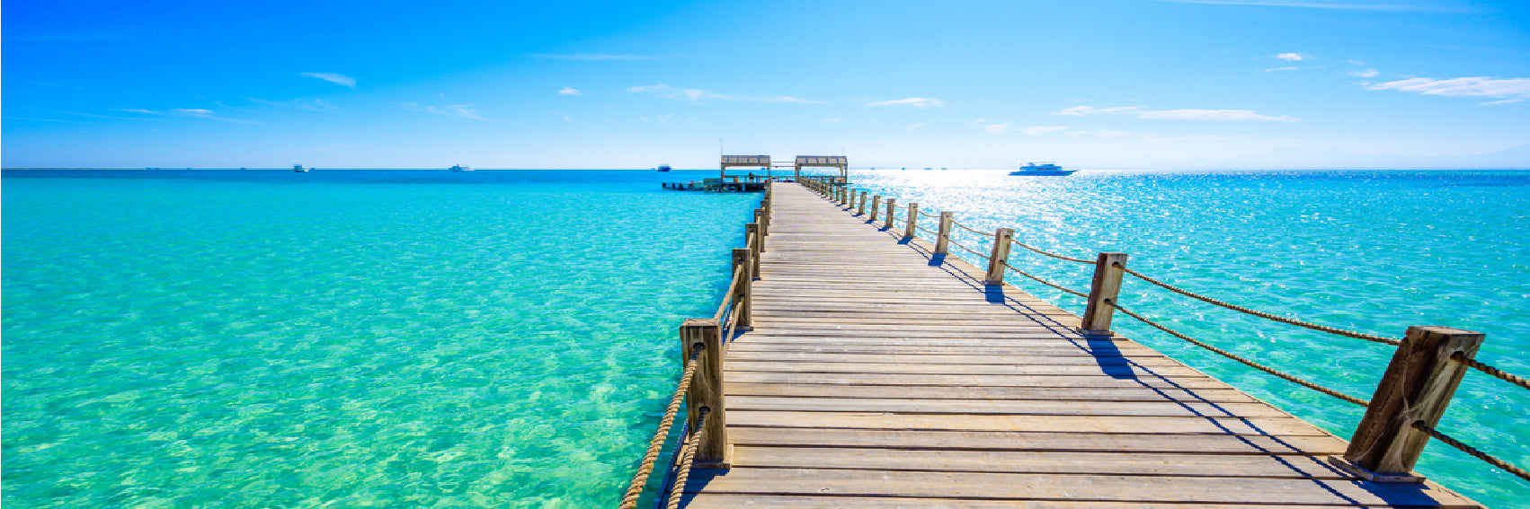 Panoramic Canvas Wooden Pier Over Sea High Quality 100% Australian Made Wall Canvas Print Ready to Hang