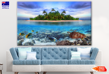 Beach View with Marine Lives Print 100% Australian Made