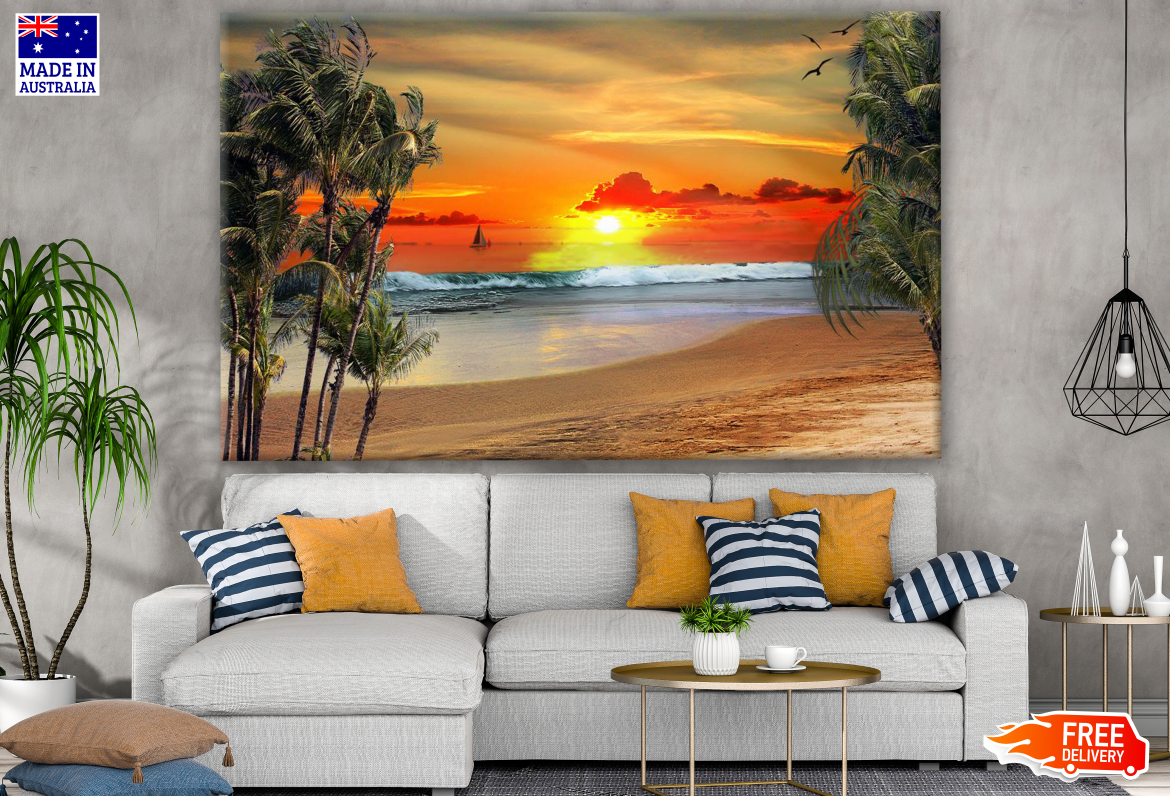 Stunning Beach View Sunset Photograph Print 100% Australian Made