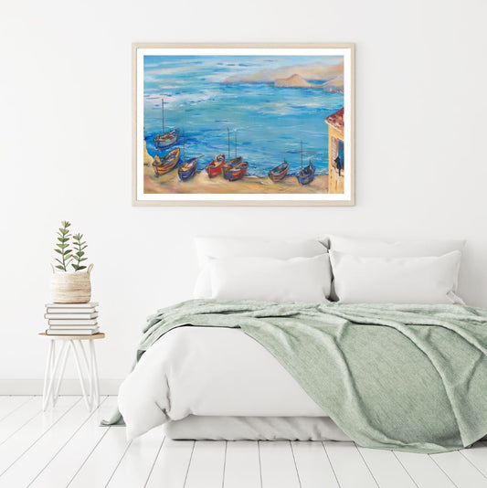 Boats on Sea Watercolor Painting Home Decor Premium Quality Poster Print Choose Your Sizes