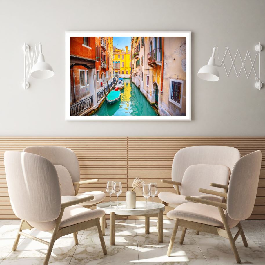 Building On Water with Boats View Home Decor Premium Quality Poster Print Choose Your Sizes