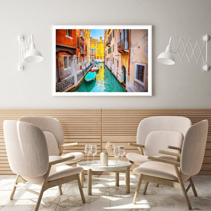 Building On Water with Boats View Home Decor Premium Quality Poster Print Choose Your Sizes