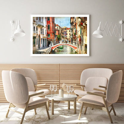 Canal Near Buildings Photograph Home Decor Premium Quality Poster Print Choose Your Sizes