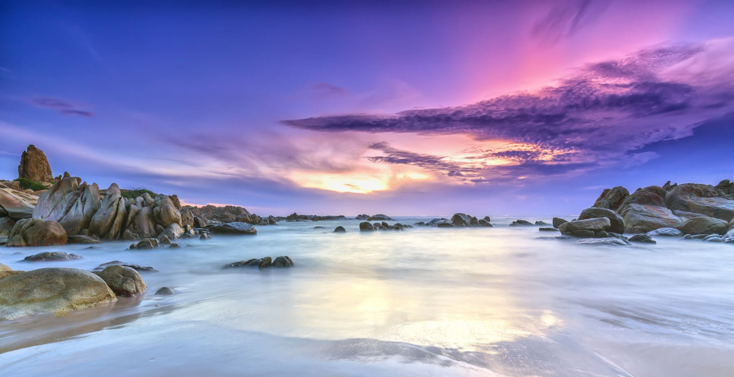 Stunning Purple Sky Beach View Photograph Print 100% Australian Made