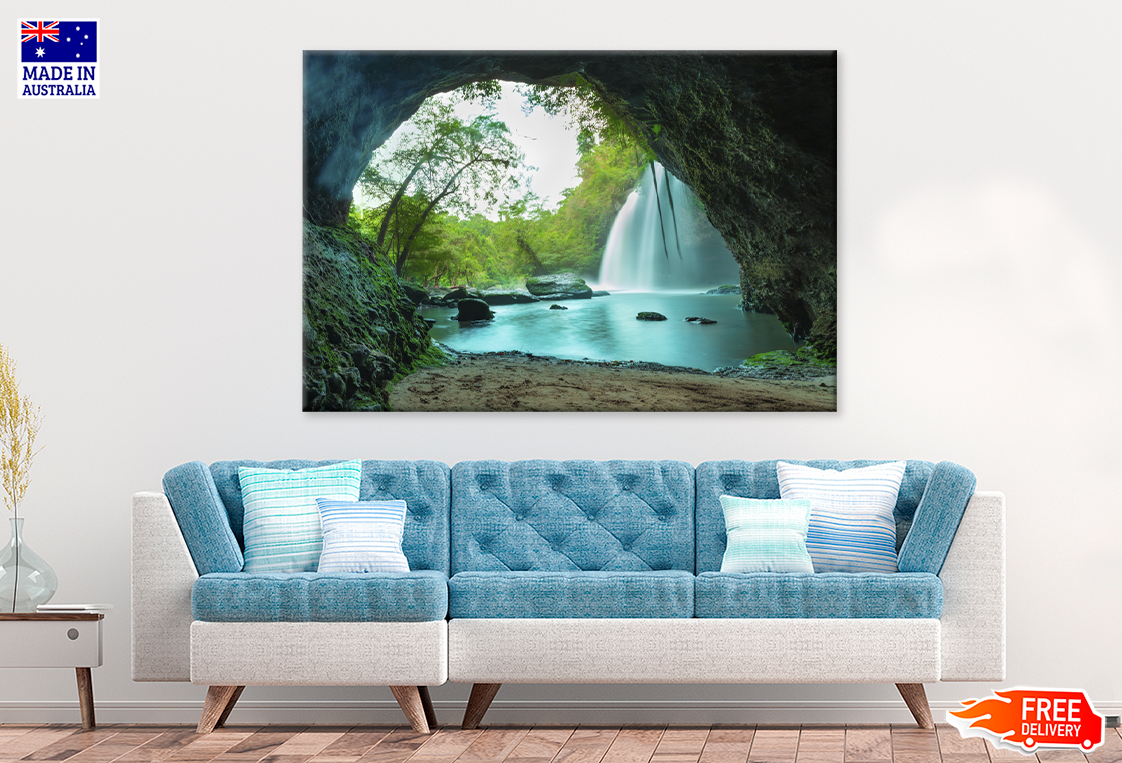 Rock Cave & Waterfall Photograph Print 100% Australian Made