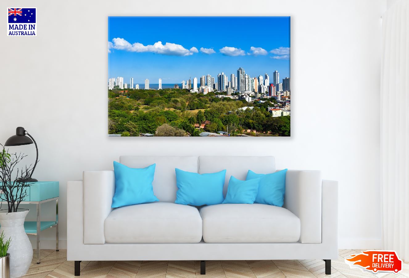 Panama City & Blue Sky Photograph, Panama Print 100% Australian Made