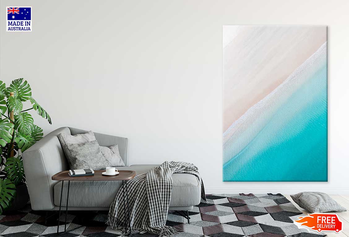 Clear Blue Beach Waves on Sand Aerial Photograph Print 100% Australian Made