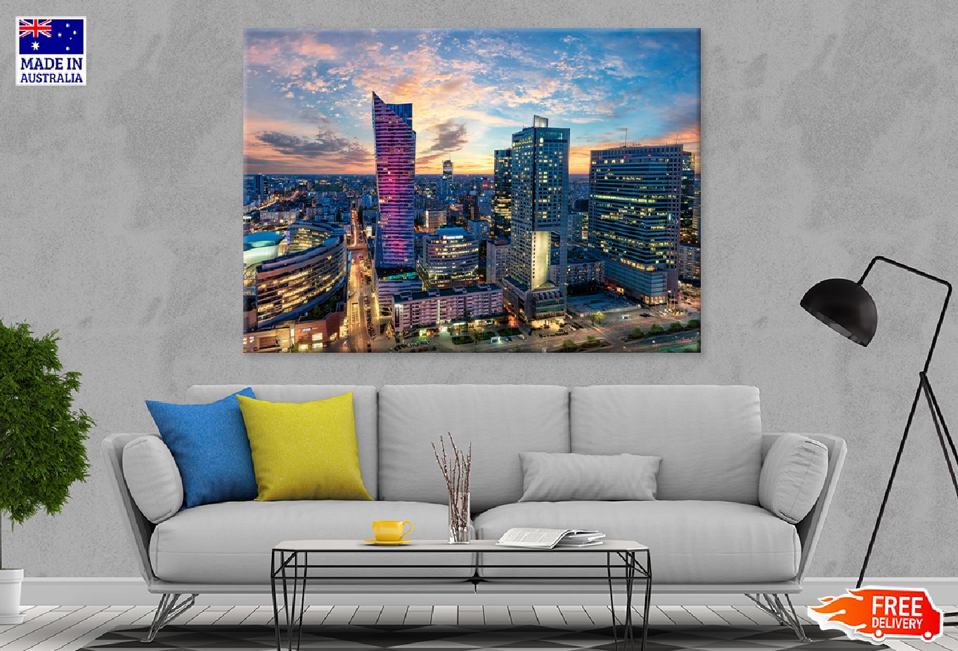 Warsaw City Sunset View Photograph Print 100% Australian Made