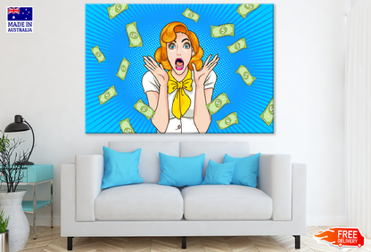 Girl Screaming & Money Floating Illustration Print 100% Australian Made