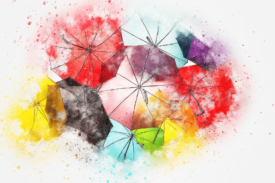 Colorful Umbrella Abstract Design Print 100% Australian Made
