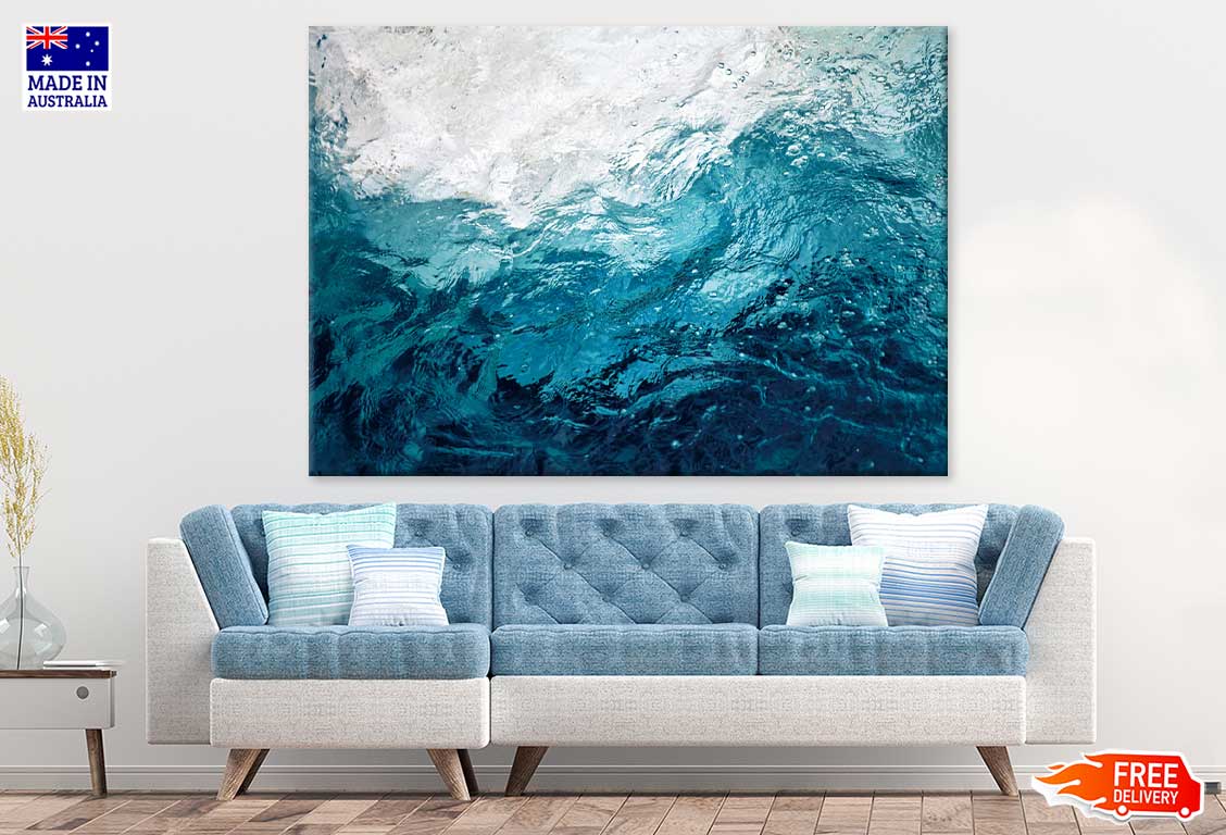Blue White Paint Abstract Design Print 100% Australian Made
