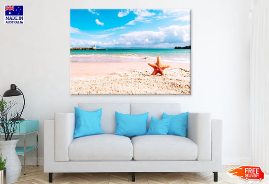 Starfish on Sea Shore Sand View Photograph Print 100% Australian Made