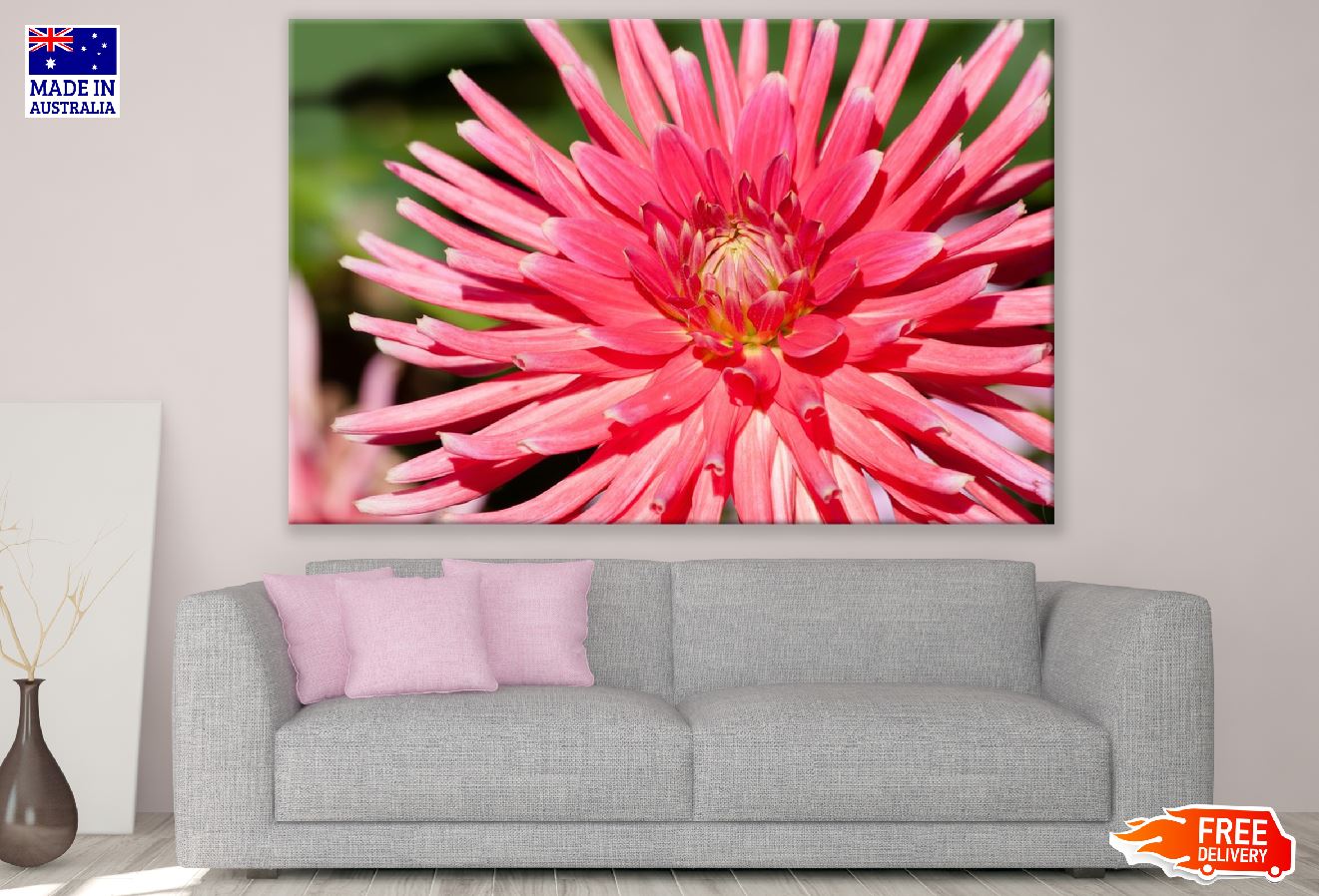 Pink Dahlia Flower Closeup Photograph Print 100% Australian Made