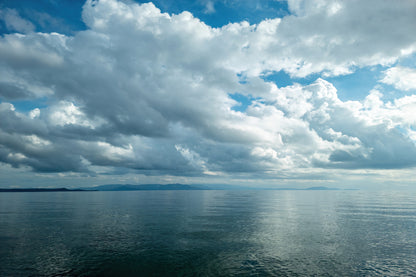 Sea with Cloudy Blue Sky Scenery Photograph Print 100% Australian Made
