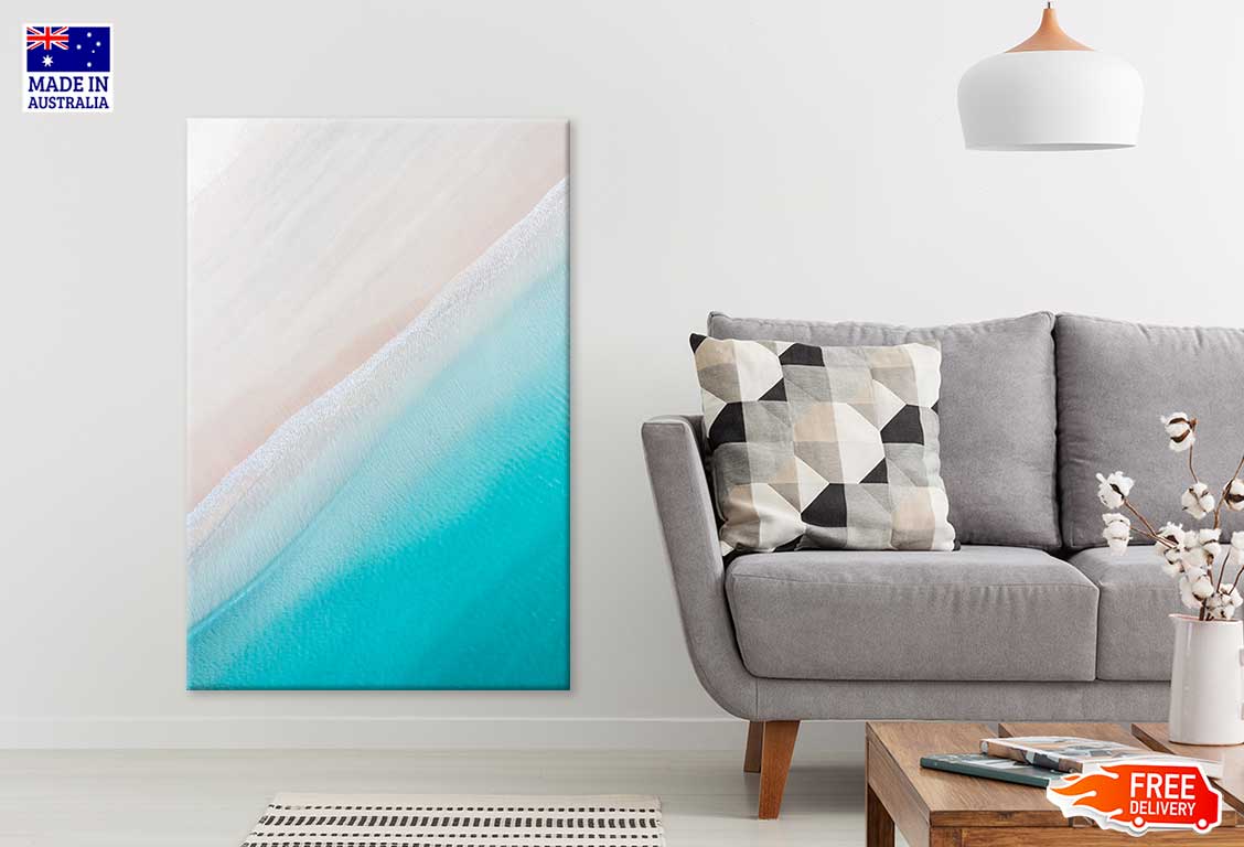 Clear Blue Beach Waves on Sand Aerial Photograph Print 100% Australian Made