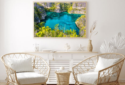 Exotic Pond Rocky Scenery View Photograph Home Decor Premium Quality Poster Print Choose Your Sizes