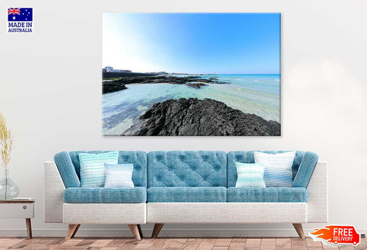 Rocks on Sea with Blue Sky Scenery View Photograph Print 100% Australian Made