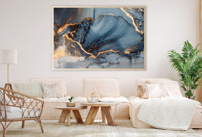 Blue Green & Gold Splash Abstract Design Home Decor Premium Quality Poster Print Choose Your Sizes