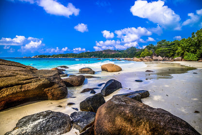 Rocky Greenery Sea Praslin Island View Photograph Print 100% Australian Made